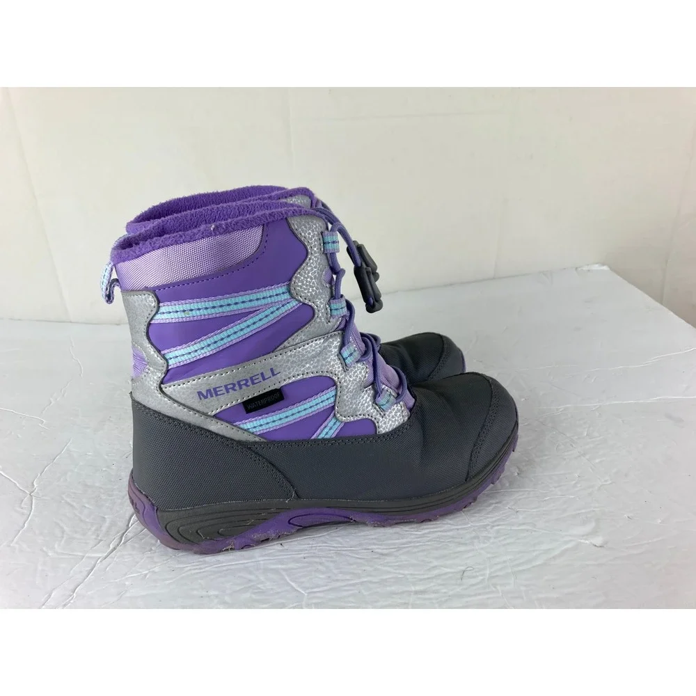 Merrell Snow Boots Kids Girls Sz 5 Waterproof Bungee Winter Gorpcore Outdoor